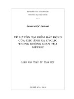 Về sự tồn tại điểm bất động của các ánh xạ cyclic trong không gian tựa metric 