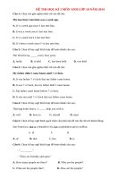 Đề thi học kì 2 môn Anh lớp 10 có đáp án năm 2014 (P9)