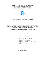 DỰ BÁO NHU CẦU VÀ HOẠCH ĐỊNH VẬT TƯ CHO MÁY PHÁT ĐIỆN HG 2900  CỦA CÔNG TY CỔ PHẦN HỮU TOÀN - LV ĐẠI HỌC BÁCH KHOA