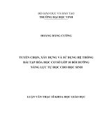 Tuyển chọn, xây dựng và sử dụng hệ thống bài tập hóa học cơ sở lớp 10 bồi dưỡng năng lực tự học cho học sinh 