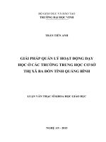 Giải pháp quản lý hoạt động dạy học cở các trường trung học cơ sở thị xã ba đồn tỉnh quảng bình 