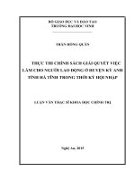 Thực thi chính sách giải quyết việc làm cho người lao động ở huyện kỳ anh tỉnh hà tĩnh trong thời kỳ hội nhập 