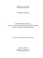 Một số giải pháp quản lý nâng cao chất lượng đội ngũ giáo viên tiểu học huyện tuyên hóa, tỉnh quảng bình 