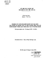 Nghiên cứu thái độ nghề nghiệp của học sinh học nghề và những yếu tố ảnh hưởng đến thái độ nghề nghiệp trong quá trình đào tạo ở trường nghề