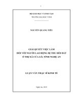Giải quyết việc làm đối với người lao động bị thu hồi đất ở thị xã cửa lò, tỉnh nghệ an 