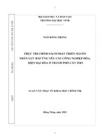 Thực thi chính sách phát triển nguồn nhân lực đáp ứng yêu cầu công nghiệp hóa, hiện đại hóa ở thành phố cần thơ 