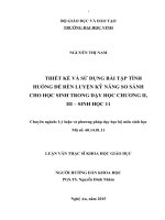 Thiết kế và sử dụng bài tập tình huống để rèn luyện kỹ năng so sánh cho học sinh trong dạy học chương II, II   sinh học 11 