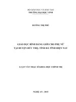 Giáo dục bình đẳng giới cho phụ nữ tại huyện đức thọ, tỉnh hà tĩnh hiện nay 