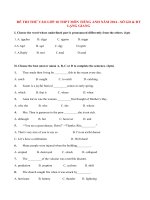 Đề thi thử vào lớp 10 môn Tiếng Anh năm 2014 Sở GD & ĐT Lạng Giang