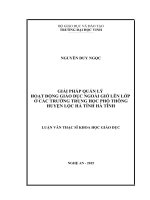 Giải pháp quản lí hoạt động giáo dục ngoài giờ lên lớp ở các trường trung học phổ thông huyện lộc hà tỉnh hà tĩnh 
