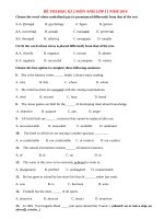 Đề thi học kì 2 môn Anh lớp 11 có đáp án năm 2014 (P6)