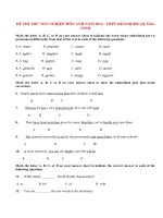 Đề thi thử tốt nghiệp THPT môn Anh năm 2014 THPT Hoành Bồ, Quảng Ninh