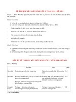 Đề thi học kì 2 môn Sinh lớp 11 năm 2014 (P4)
