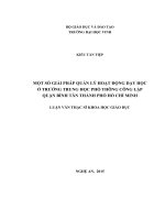 Một số giải pháp quản lý hoạt động dạy học ở trường trung học phổ thông công lập quận bình tân thành phố hồ chí minh 