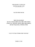 Quản lý hoạt động dạy học môn tiếng anh ở các trường trung học phổ thông huyện thạch hà, tỉnh hà tĩnh 