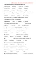 Đề thi học kì 2 môn Anh lớp 11 có đáp án năm 2014 (P7)