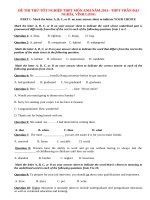 Đề thi thử tốt nghiệp THPT môn Anh có đáp án năm 2014 - THPT Trần Đại Nghĩa