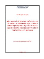 Biên soạn và sử dụng hệ thống bài tập tích hợp các môn khoa học tự nhiên trong dạy học hóa học lớp 11 trung học phổ thông theo định hướng phát triển năng lực cho học sinh 