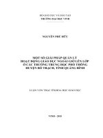 Một số giải pháp quản lý hoạt động giáo dục ngoài giờ lên lớp ở các trường trung học phổ thông huyện bố trạch, tỉnh quảng bình 