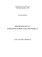 Môi trường đầu tư ở khu kinh tế đông nam, tỉnh nghệ an 