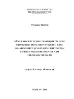 Nâng cao chất lượng thẩm định tín dụng trong hoạt động cho vay khách hàng daonh nghiệp tại ngân hàng thương mại cổ phần ngoại thương việt nam chi nhánh trung đô 