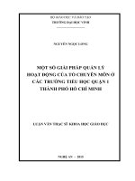 Một số giải pháp quản lý hoạt động của tổ chuyên môn ở các trường tiểu học quận 1 thành phố hồ chí minh 