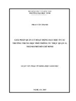 Giải pháp quản lý hoạt động dạy học ở các trường trung học phổ thông tư thục quận 11, thành phố hồ chí minh 