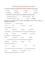 Đề thi học kì 2 lớp 9 môn tiếng Anh năm 2014 có đáp án