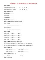 Đề thi học kì 2 lớp 1 môn Toán năm 2014 - TH Long Hòa