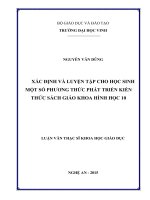 Xác định và luyện tập cho học sinh một số phương thức phát triển kiến thức sách giáo khoa hình học 10