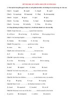 Đề thi học kì 2 môn Anh lớp 10 có đáp án năm 2014 (P4)