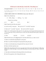 Đề thi học kì 2 lớp 12 môn Hóa năm 2014 - THPT Phan Đăng Lưu