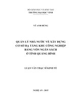 Quản lí nhà nước về xây dựng cơ sở hạ tầng khu công nghiệp bằng vốn ngân sách ở tỉnh Quảng Bình