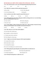 Đề thi học kì 2 môn Công nghệ lớp 10 năm 2014 (P1)