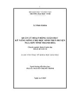 Quản lý hoạt động giáo dục kỹ năng sống cho học sinh trung học cơ sở huyện Nga Sơn, tỉnh Thanh Hóa