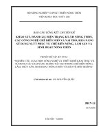 Khảo sát, đánh giá hiện trạng KT XH nông thôn, các công nghệ chế biến nhỏ và vai trò, khả năng sử dụng NLTT phục vụ chế biến nông, lâm sản và sinh hoạt nông thôn thuộc đề tài  kc 07 04 “