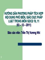 HƯỚNG DẪN PHƯƠNG PHÁP TÍCH HỢP NỘI DUNG PHỔ BIẾN, GIÁO DỤC PHÁP LUẬT TRONG MÔN GDCD 10, 11
