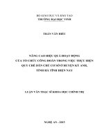 Nâng cao hiệu quả học động của tổ chức công đoàn trong việc thực hiện quy chế dân chủ cơ sở ở huyện Kỳ Anh, tỉnh Hà Tĩnh