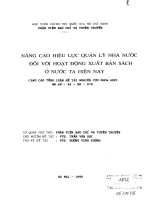 Nâng cao hiệu lực quản lý nhà nước đối với hoạt động xuất bản sách ở nước ta hiện nay