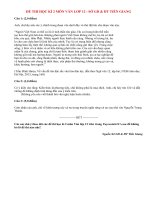 Đề thi học kì 2 môn Văn lớp 12 năm 2014 Tiền Giang