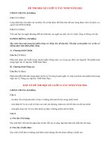 Đề thi học kì 2 lớp 12 môn Văn tỉnh Tây Ninh năm 2014