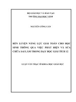 Rèn luyện năng lực giải toán cho học sinh thông qua việc phát hiện và sửa chữa sai lầm trong dạy học Giải tích 12