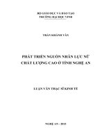 Phát triển nguồn nhân lực nữ chất lượng cao ở tỉnh Nghệ An