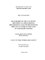 Quan hệ hợp tác giữa các huyện miền Đông của Xiêng Khoảng, Bôlykhămxay (Lào) với một số huyện miền Tây của Nghệ An (Việt Nam) tử năm 1991 đến năm 2012
