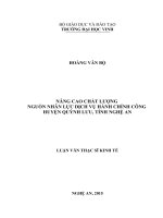 Nâng cao chất lượng nguồn nhân lực dịch vụ hành chính công huyện Quỳnh Lưu, tỉnh Nghệ An
