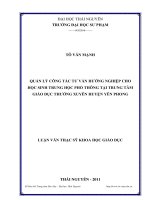 Quản lý công tác tư vấn hướng nghiệp cho học sinh trung học phổ thông tại trung tâm giáo dục thường xuyên huyện yên phong