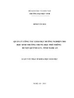 Quản lý công tác hướng nghiệp cho học sinh trường trung học phổ thông huyện Quỳnh Lưu, tỉnh Nghệ An