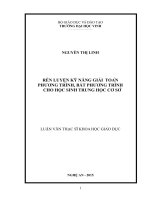 Rèn luyện kĩ năng giải toán phương trình, bất phương trình cho học sinh Trung học cơ sở
