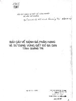 Báo cáo về đánh giá phân hạng và sử dụng vùng đất đỏ ba dan tỉnh quảng trị