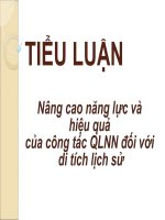 Nâng cao năng lực và  hiệu quả  của công tác QLNN đối với  di tích lịch sử
